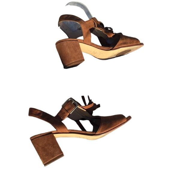 Amalfi sandals heels womens 10 M 10M fringe Italy western southwest tan suede - Picture 4 of 9